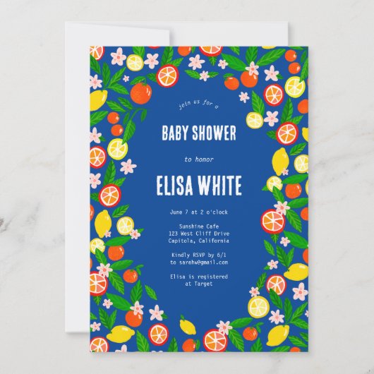 Citrus Celebration CUSTOM Bold Summer BABY SHOWER Kaart (Voorkant)