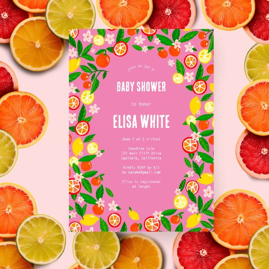 Citrus Celebration CUSTOM Bold Summer BABY SHOWER Kaart
