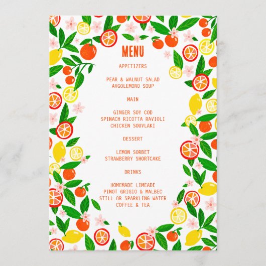 Citrus Celebration CUSTOM Bold Summer LEMON LIMOEN Menu (Voorkant)