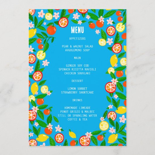 Citrus Celebration CUSTOM Bold Summer LEMON LIMOEN Menu (Voorkant)