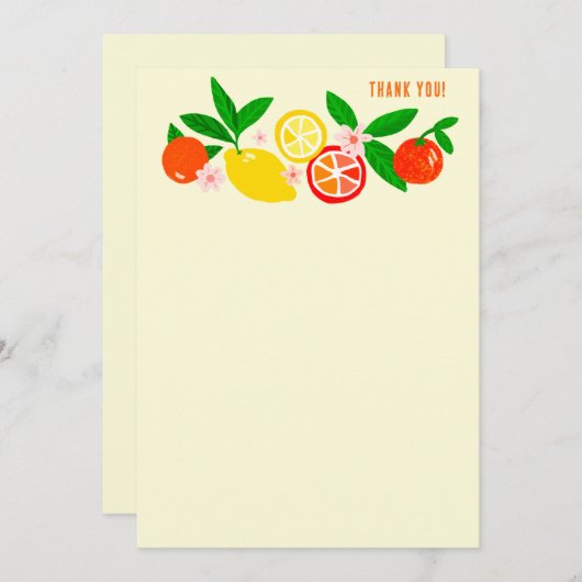 Citrus Celebration Custom Colorful Blank Note Bedankkaart (Voorkant / Achterkant)