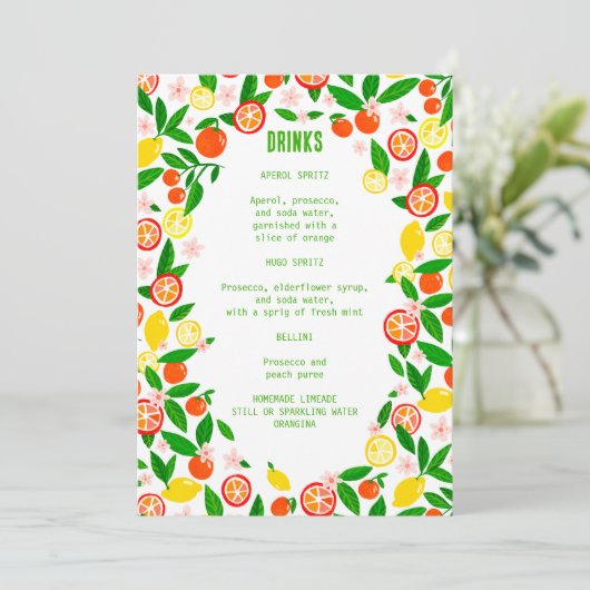 Citrus Celebration CUSTOM DRINKEN Zomerfruit Menu (Staand voorkant)