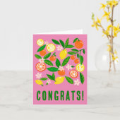 Citrus Celebration Custom Kleurrijke GEFELICITEERD Kaart (Gele Bloem)