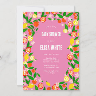 Citrus Celebration CUSTOM QR Code BABY SHOWER Kaart
