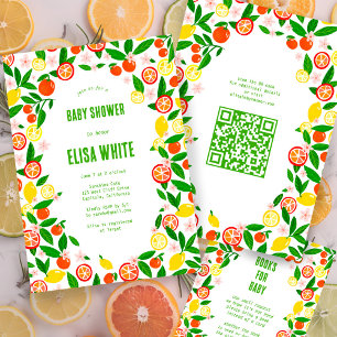 Citrus Celebration CUSTOM QR Code BABY SHOWER Kaart