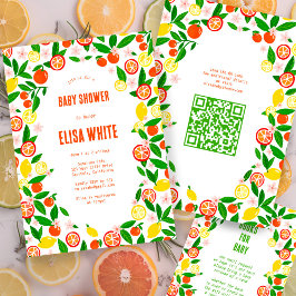 Citrus Celebration CUSTOM QR Code BABY SHOWER Kaart