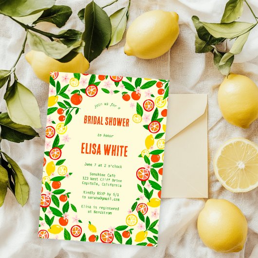Citrus Celebration CUSTOM Summer BRIDAL SHOWER Kaart