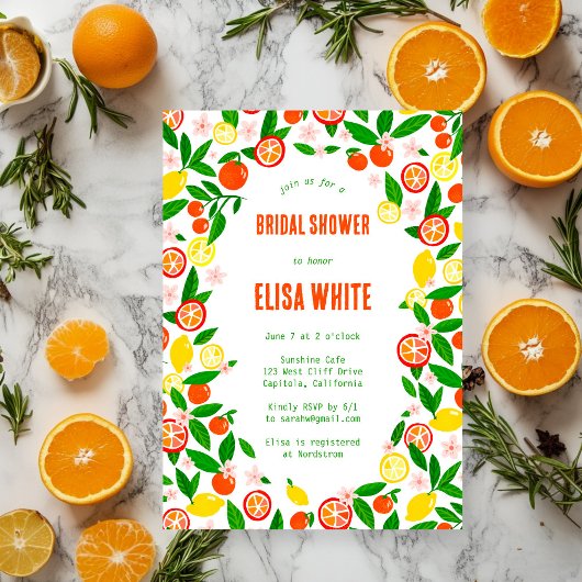 Citrus Celebration CUSTOM Summer BRIDAL SHOWER Kaart
