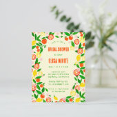 Citrus Celebration CUSTOM Summer BRIDAL SHOWER Uitnodiging Briefkaart (Staand voorkant)