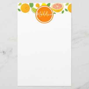 Citrus Characters Leaf Pattern Name Initiaal Briefpapier