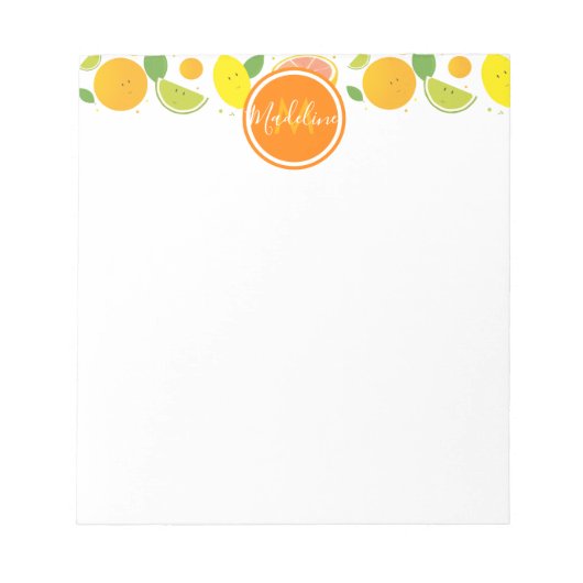 Citrus Characters Leaf Pattern Name Initiaal Notitieblok (Voorkant)