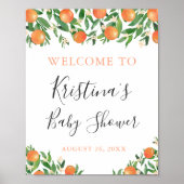 Citrus Charcoal Little Cutie Baby shower Welcome Poster (Voorkant)