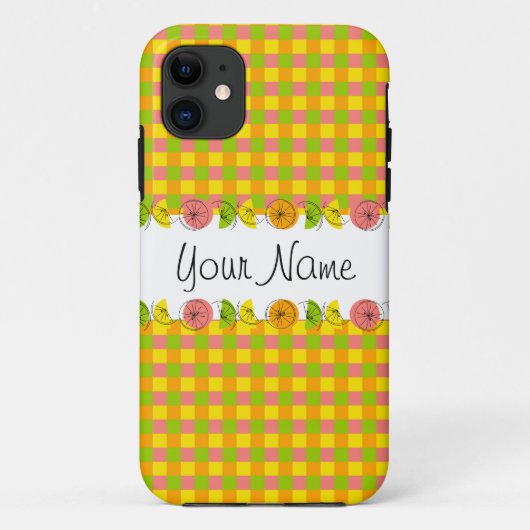 Citrus Check Name iPhone case (Achterkant)