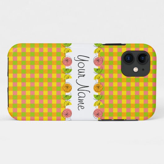 Citrus Check Name iPhone case (Achterkant (horizontaal))