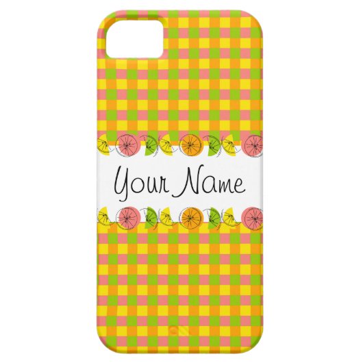 Citrus Check Name iPhone case (Achterkant)