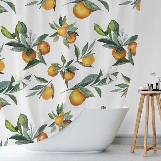 Citrus Chic Waterverf Print Douchegordijn