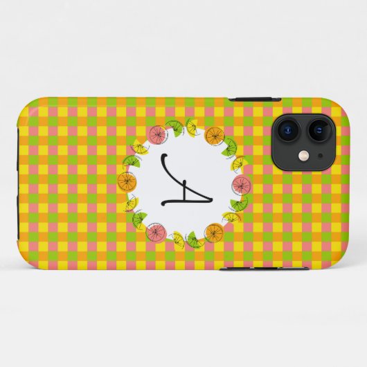 Citrus Circle Check 'Monogram' iPhone case (Achterkant (horizontaal))