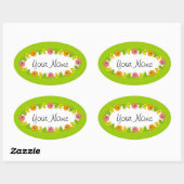 Citrus Circle Groene Naam sticker rond (Vel)