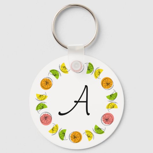Citrus Circle Monogram aluminium dubbelzijdig Sleutelhanger (Voorkant)