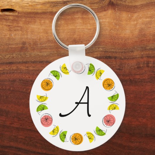 Citrus Circle Monogram aluminium dubbelzijdig Sleutelhanger (Achterkant)
