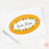 Citrus Circle Oranje naam sticker rond (Envelop)