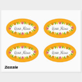 Citrus Circle Oranje naam sticker rond (Vel)