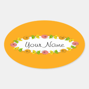 Citrus Circle Oranje naam sticker rond
