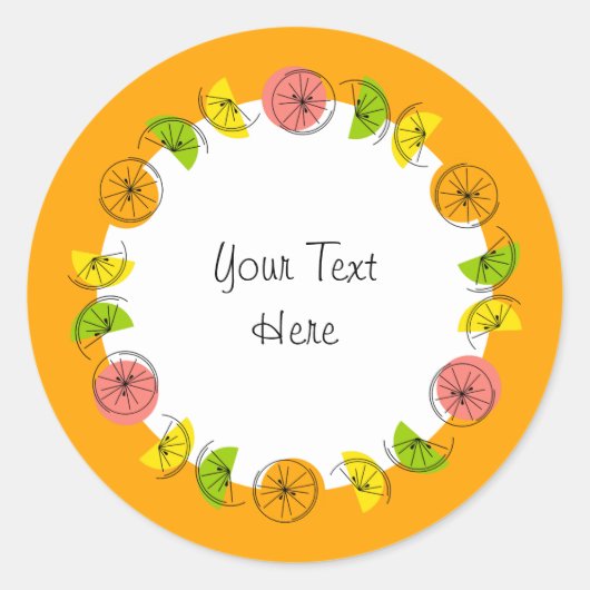 Citrus Circle Oranje Tekst sticker rond (Voorkant)