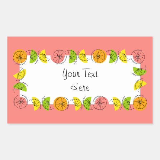 Citrus Circle Roze Naam sticker rechthoek (Voorkant)