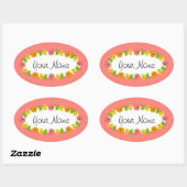 Citrus Circle Roze Naam sticker rond (Vel)