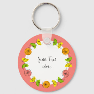 Citrus Circle Roze Tekst aluminium dubbelzijdig Sleutelhanger