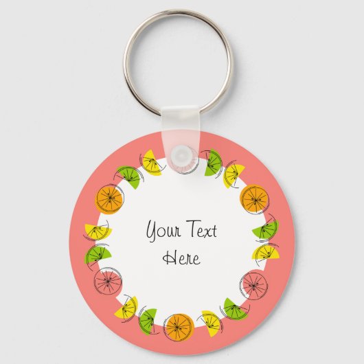 Citrus Circle Roze Tekst aluminium dubbelzijdig Sleutelhanger (Voorkant)