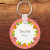 Citrus Circle Roze Tekst aluminium dubbelzijdig Sleutelhanger (Achterkant)
