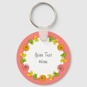 Citrus Circle Roze Tekst aluminium dubbelzijdig Sleutelhanger (Achterkant)