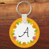 Citrus Circle Sinaasappel Monogram dubbelzijdig Sleutelhanger (Voorkant)