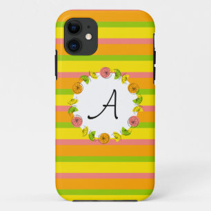 Citrus Circle Stripe Classic Monogram iPhone case