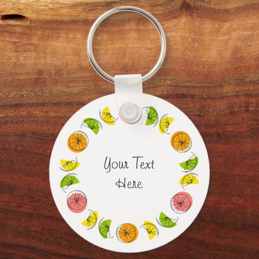 Citrus Circle Tekst, dubbelzijdig Sleutelhanger (Achterkant)