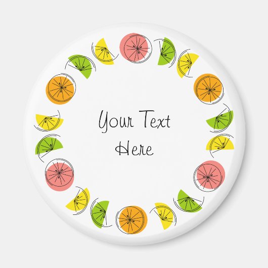 Citrus Circle Text magnet rond (Voorkant)
