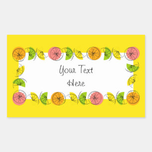 Citrus Circle Yellow Naam sticker rechthoek