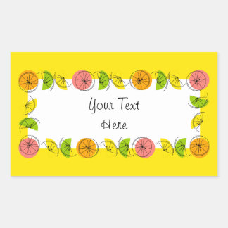 Citrus Circle Yellow Naam sticker rechthoek