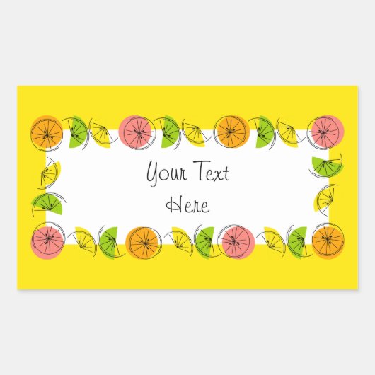 Citrus Circle Yellow Naam sticker rechthoek (Voorkant)