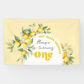 Citrus citroen belangrijkste squeeze 1e verjaardag spandoek (Horizontaal)