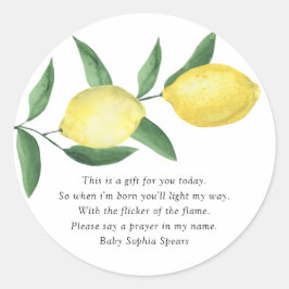 Citrus citroen - bidkaarslabel ronde sticker