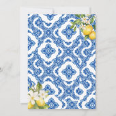 Citrus citroen blauw Tegel bruids doucheuitnodigin Kaart (Achterkant)