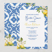 Citrus citroen blauw Tegel bruids doucheuitnodigin Kaart (Voorkant / Achterkant)