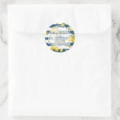 Citrus citroen bloemblaadje marine in witte streep ronde sticker (Tas)