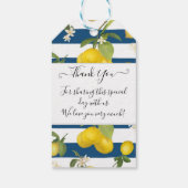 Citrus citroen bloemblaadje marine streep dank u cadeaulabel (Achterkant)