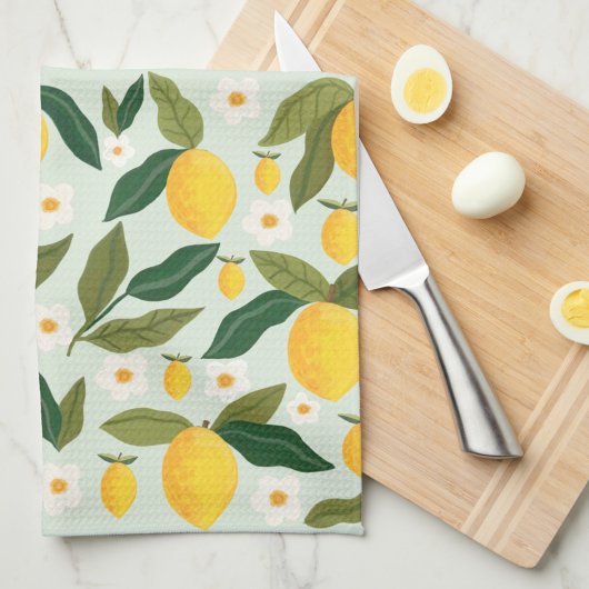 Citrus citroen bloemen groen theedoek