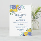 Citrus citroen bloemenbruiloft kaart (Staand voorkant)