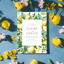 Citrus citroen bloemenbruiloft Waterverf